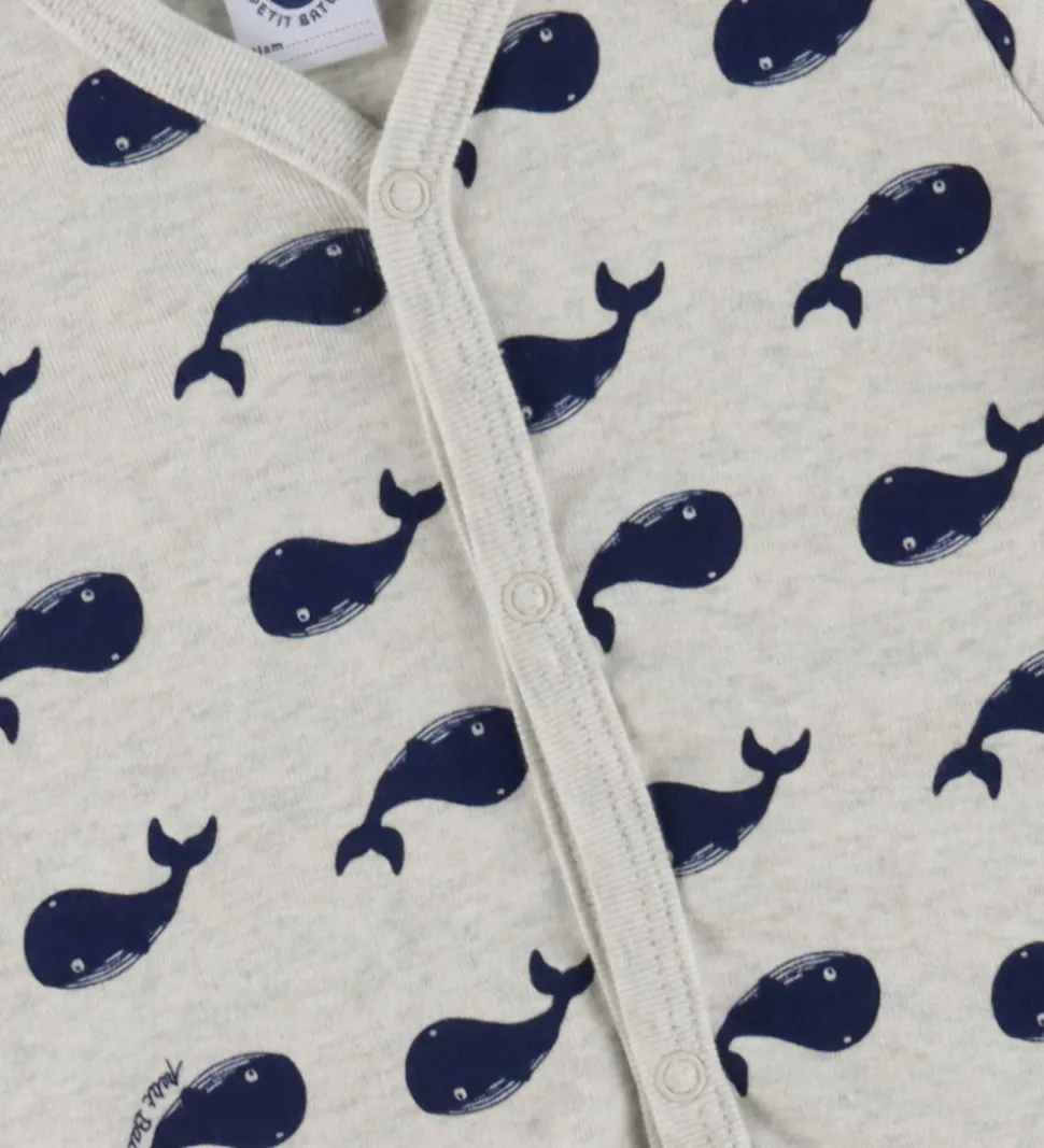 Petit Bateau Natdragt - Beigemeleret m. Hvaler