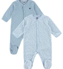 Petit Bateau Natdragt - 2-pak - Blå m. Stjerner/Striber