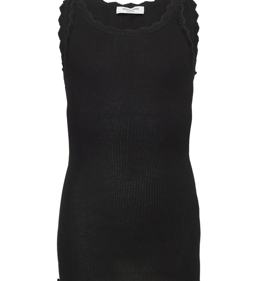 Rosemunde Top - Lang - Rib - Balta - Sort m. Blonder