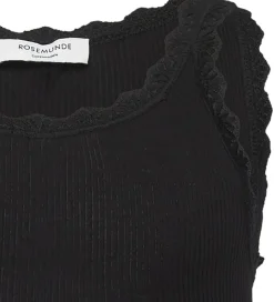 Rosemunde Top - Lang - Rib - Balta - Sort m. Blonder