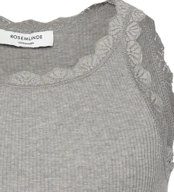 Rosemunde Top - Lang - Rib - Balta - Gråmeleret m. Blonder