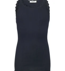 Rosemunde Top - Lang - Rib - Balta - Navy m. Blonder
