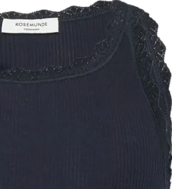 Rosemunde Top - Lang - Rib - Balta - Navy m. Blonder