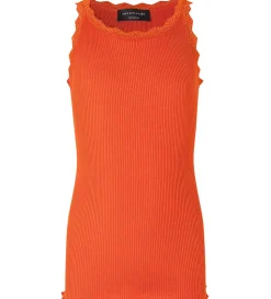 Rosemunde Top - Lang - Silke/Bomuld - Cherry Tomato m. Blonder