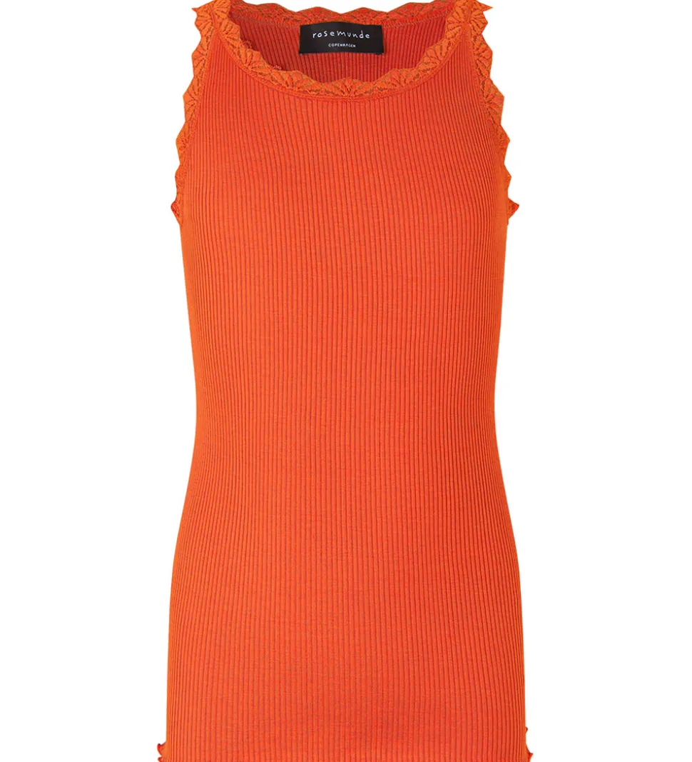 Rosemunde Top - Lang - Silke/Bomuld - Cherry Tomato m. Blonder