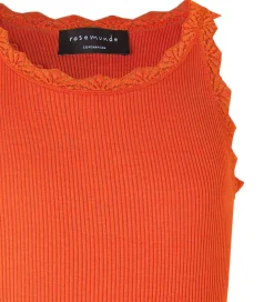 Rosemunde Top - Lang - Silke/Bomuld - Cherry Tomato m. Blonder