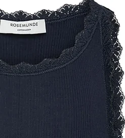 Rosemunde Top - Rib - Balta - Navy m. Blonder