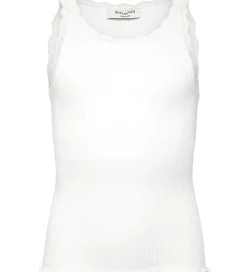 Rosemunde Top - Rib - Balta - New White m. Blonder