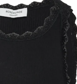 Rosemunde Top - Rib - Balta - Sort m. Blonder