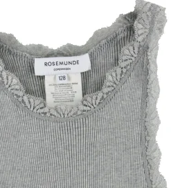 Rosemunde Top - Silke/Bomuld - Rib - Light Grey Melange m. Blond