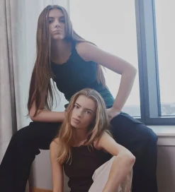 Rosemunde Top - Silke/Bomuld - Rib - Navy m. Blonder