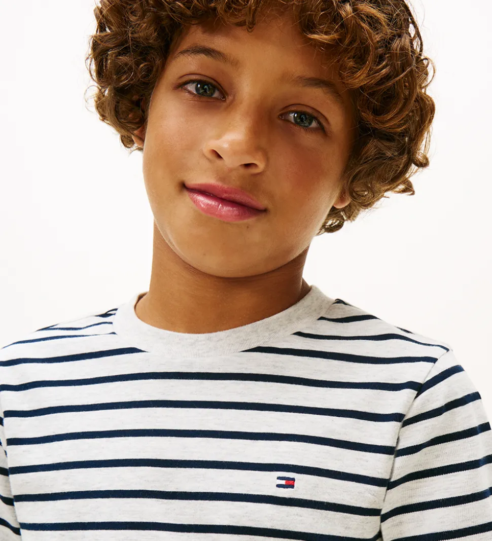 Tommy Hilfiger Bluse - Stripe - Light Grey Heather Stripe Grey