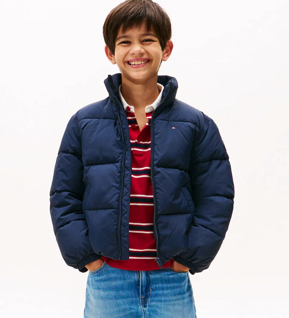 Tommy Hilfiger Dynejakke - Dark Night Navy m. Logo