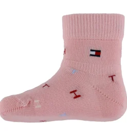 Tommy Hilfiger Strømper - 2-pak - Rosa/Hvid m. Print