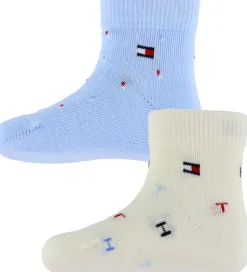 Tommy Hilfiger Strømper - 2-pak - Lyseblå/Hvid m. Print